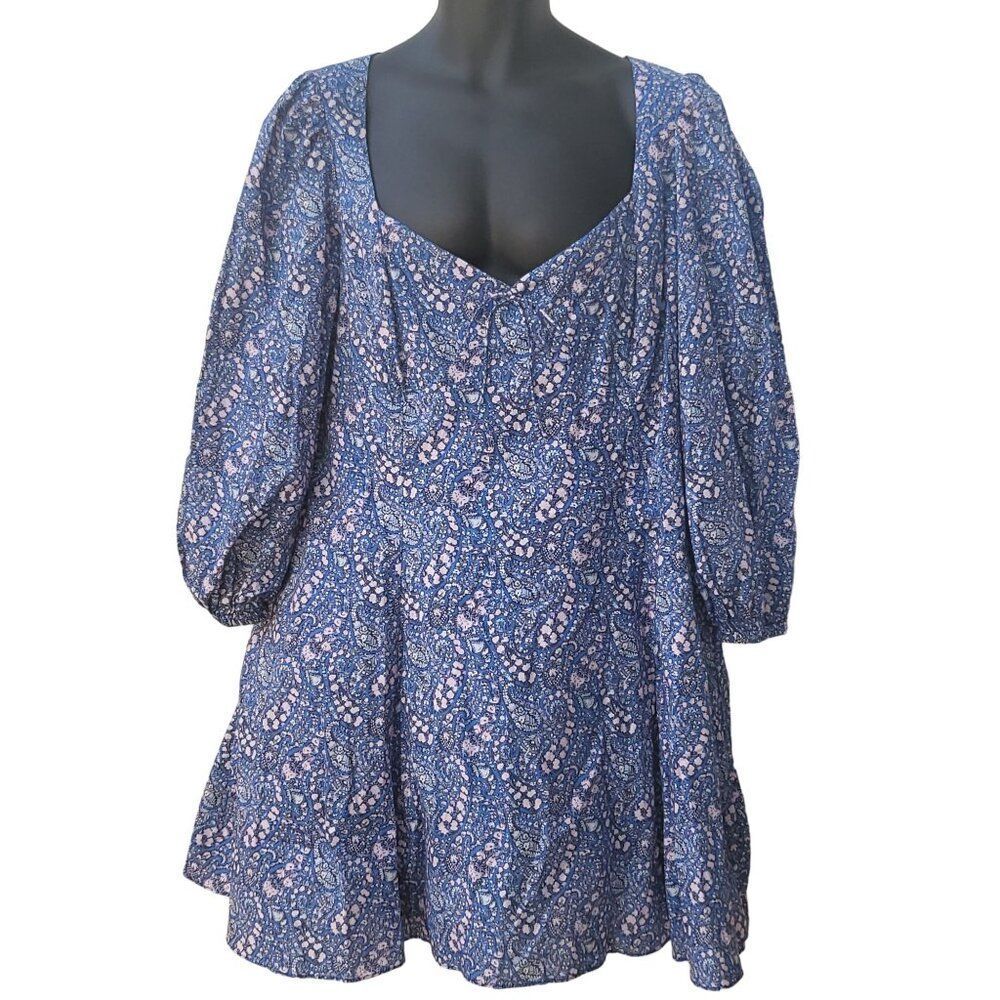 J. Crew Navy Blue Paisley Mini Dress with Pink Detail